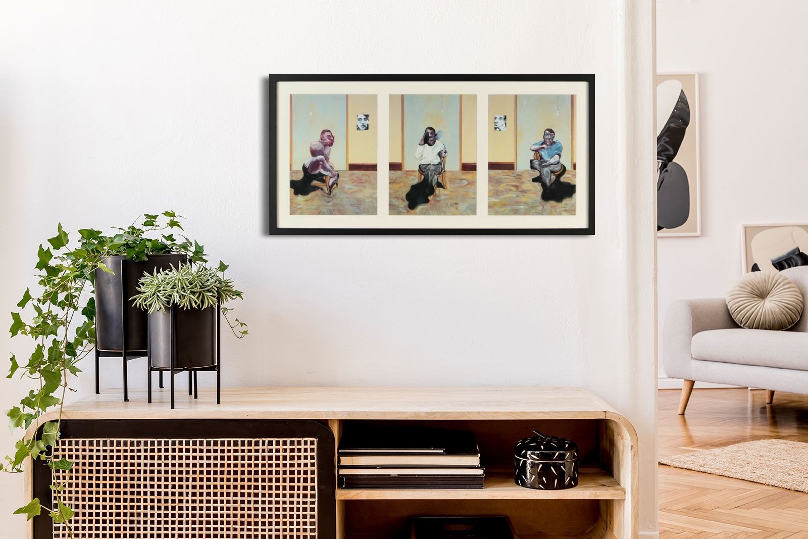 Artwork by Francis Bacon, POSTHUMOUS PORTRAIT OF GEORGE DYER, SELF-PORTRAIT, PORTRAIT OF LUCIAN FREUD, Made of Triptych Coloured Prints