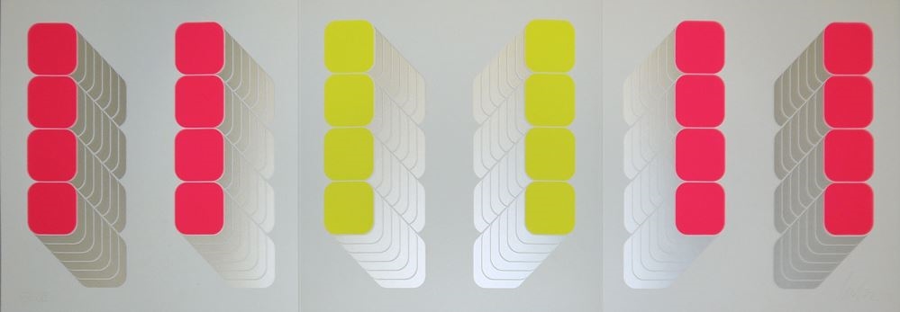 Artwork by Thomas Lenk, “Die Quadratur des Triptychons”, Made of Farbserigraphien