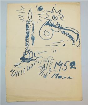 0308-Max Pechstein, Weihnachtskarte an Sergei Peters von 1952