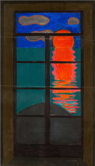 view from a window with the sun set by Ernest Zobole