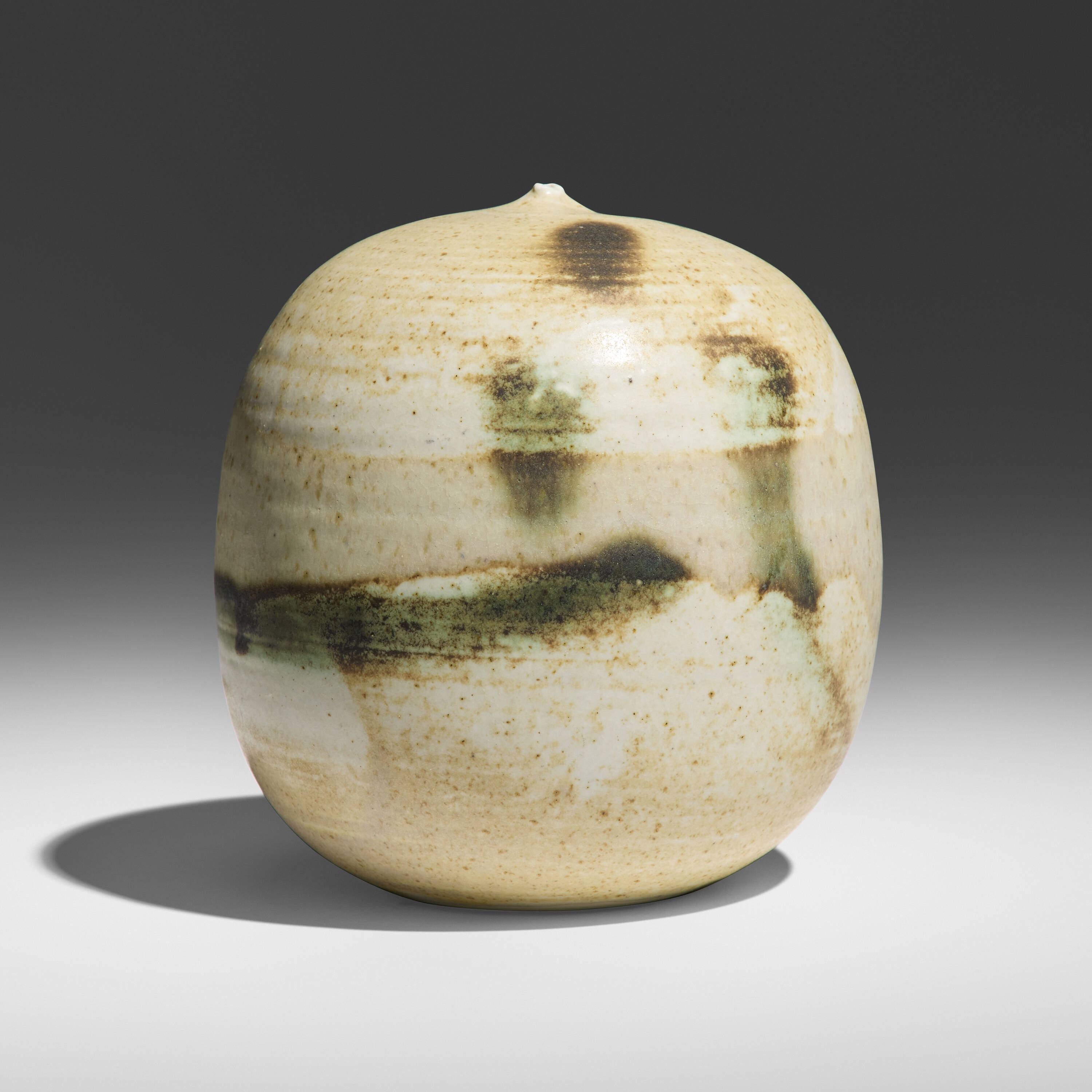 Artwork by Toshiko Takaezu, Closed Form (with rattle, Made of Glazed Porcelain