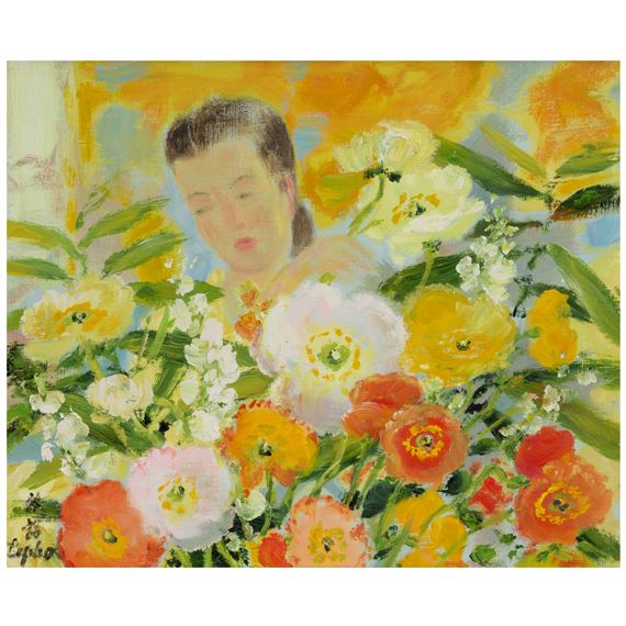 La femme aux poppies by Lê Phổ, Painted in 1976
