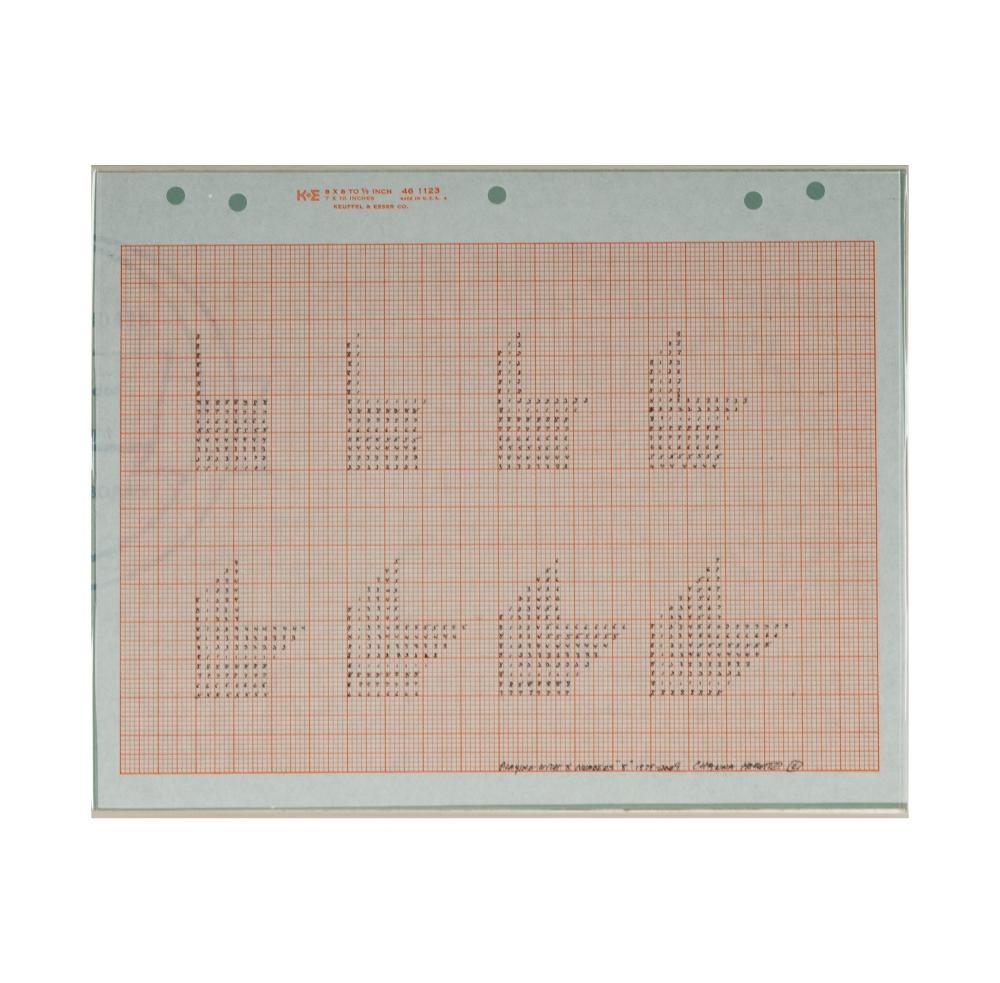 Artwork by Channa Horwitz, Playin with 8 Numbers, Made of Graphite On Graph Paper