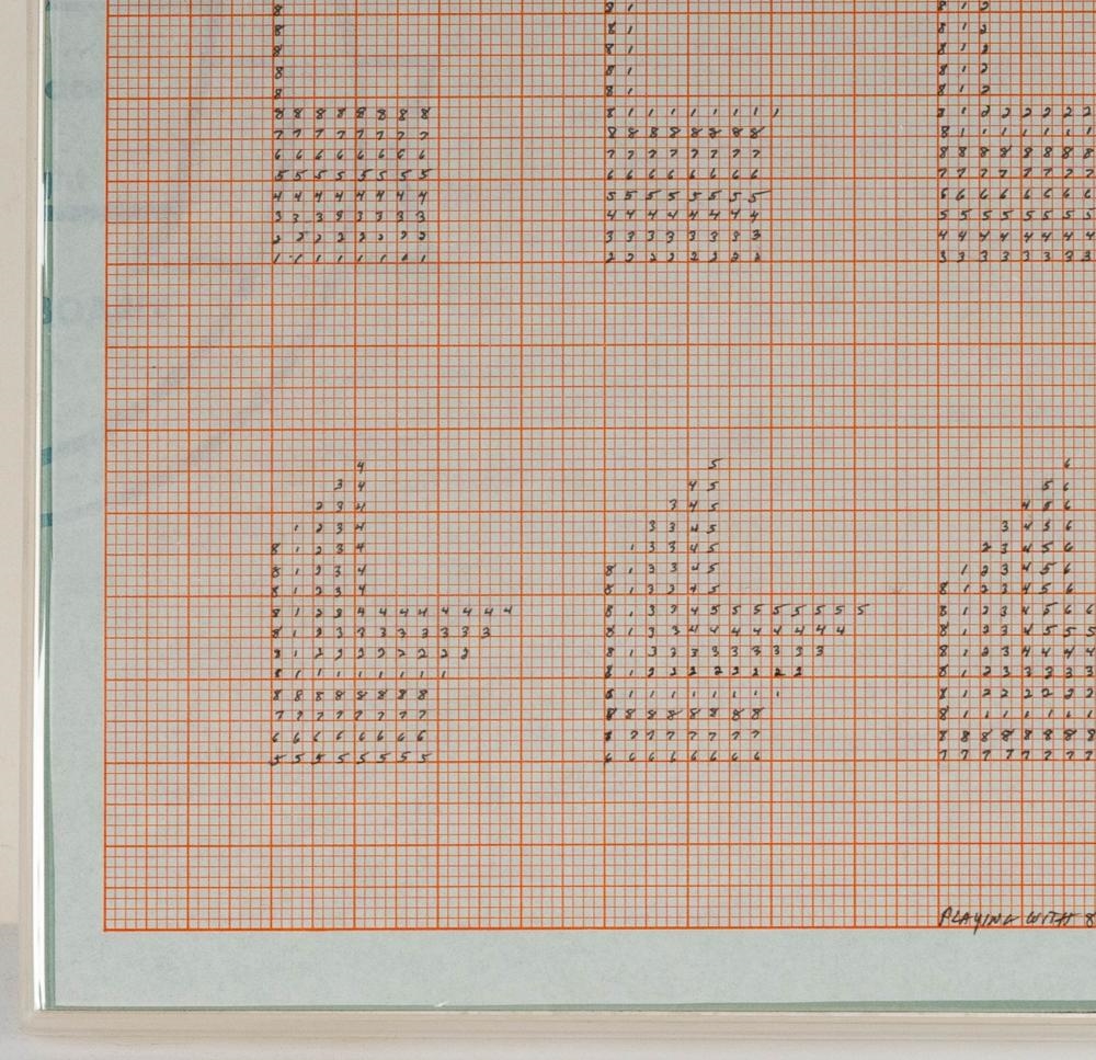 Artwork by Channa Horwitz, Playin with 8 Numbers, Made of Graphite On Graph Paper
