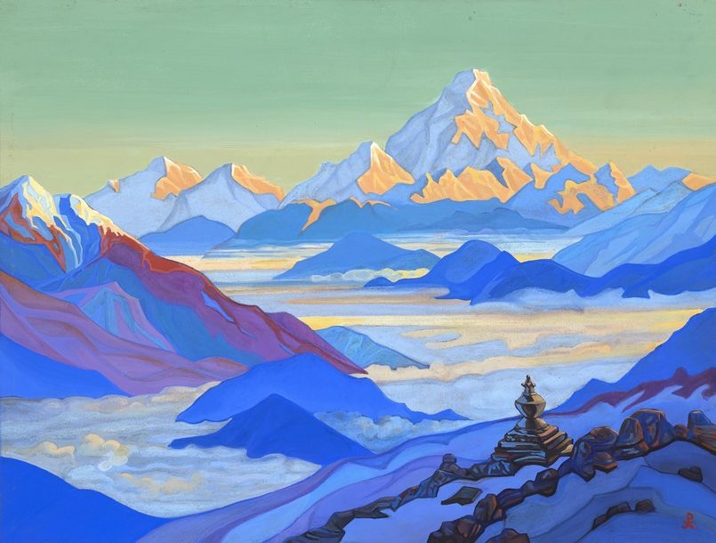 Artwork by Nicholas Roerich, Himalayas. View of Everest, Made of Tempera On Cardboard