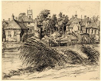 Gezicht op Obergum vanaf Winsum