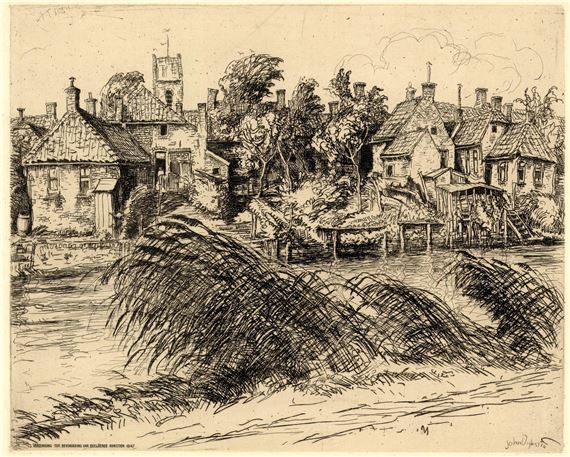 Gezicht op Obergum vanaf Winsum