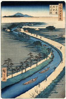 Towboats Along the Yotsugi-dÃ´ri Canal - Utagawa Hiroshige