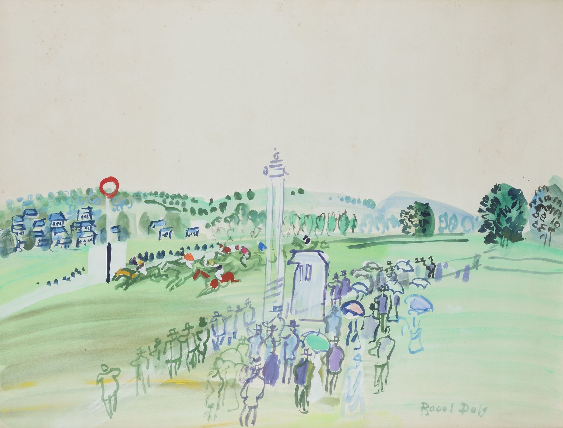 Artwork by Raoul Dufy, The races at Deauville, Made of Gouache On Paper