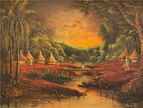 Landscape with bridge by Jos Toumba