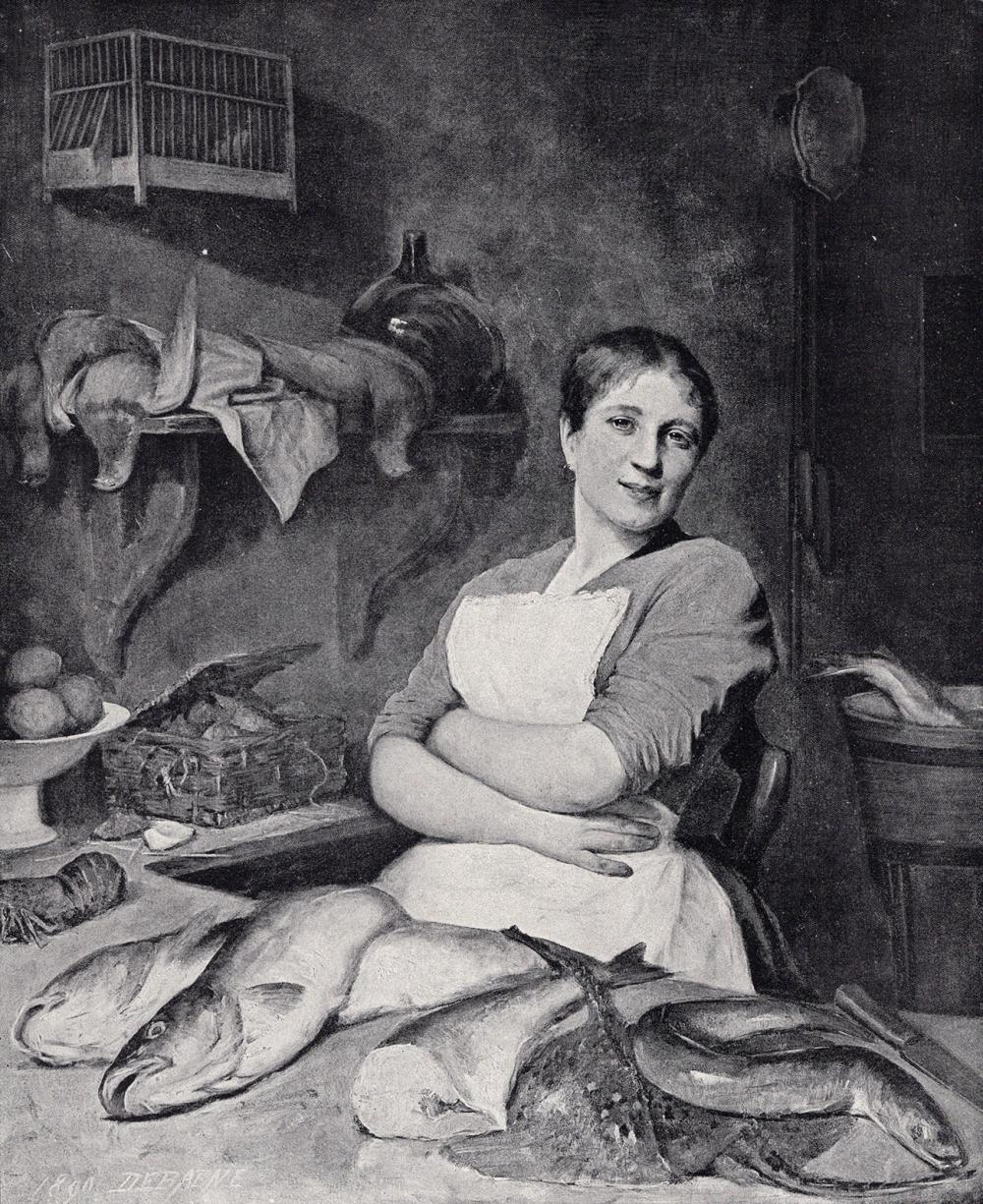 Artwork by Alphonse Jules Debaene, The Fishwife, Made of Antique Print
