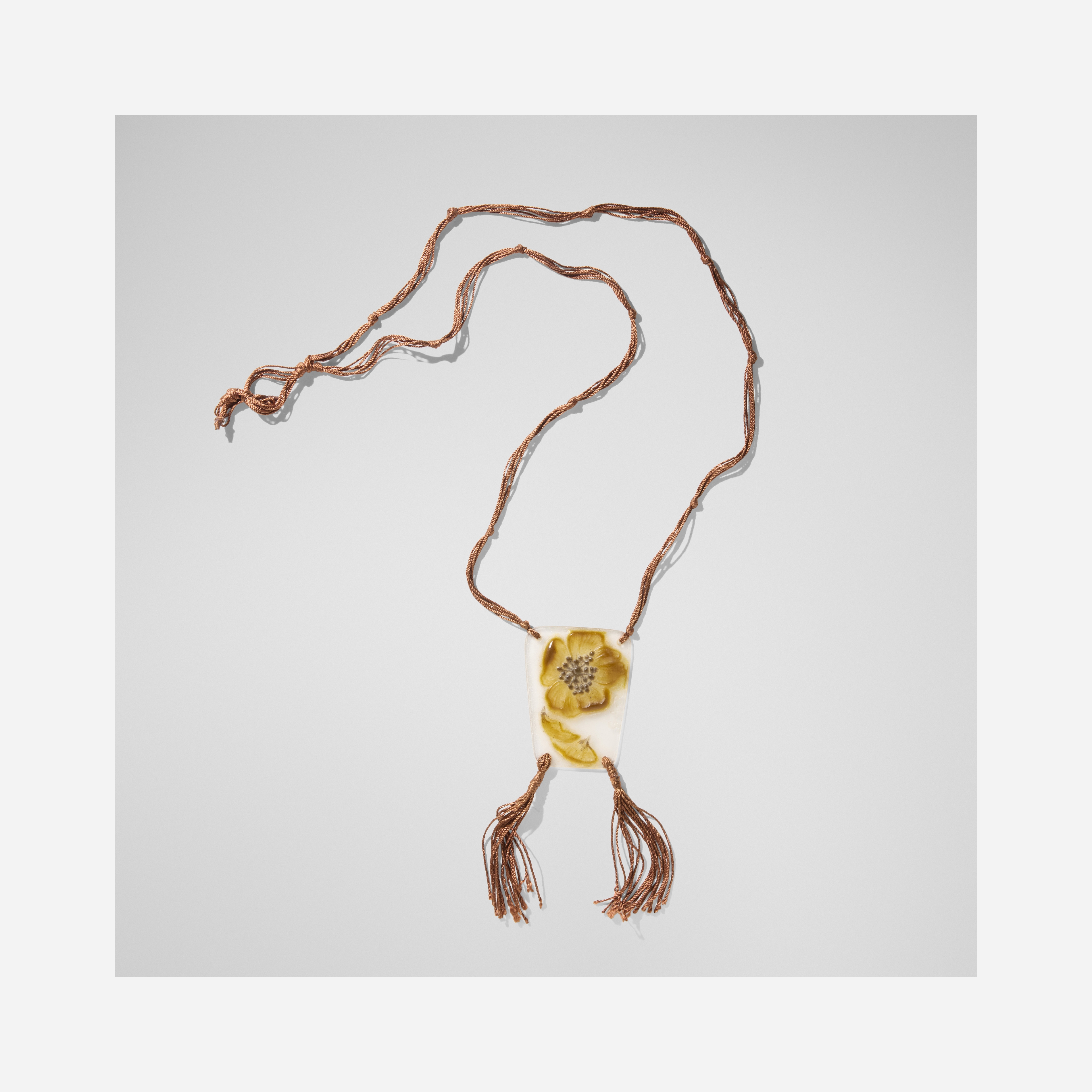 Artwork by Gabriel Argy-Rousseau, Eglantine pendant, Made of Pâte De Verre, Silk Cord