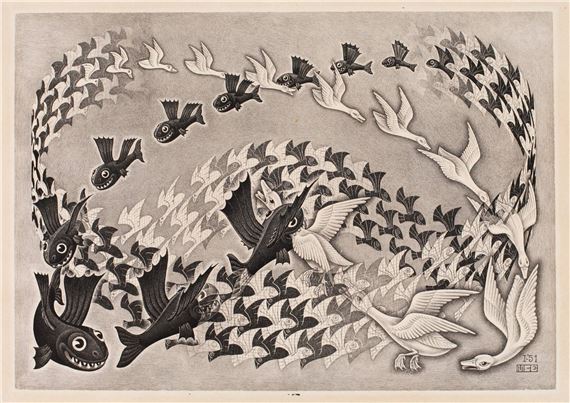 Predestinatie (Verkeerde wereld by Maurits Cornelis Escher, 1951