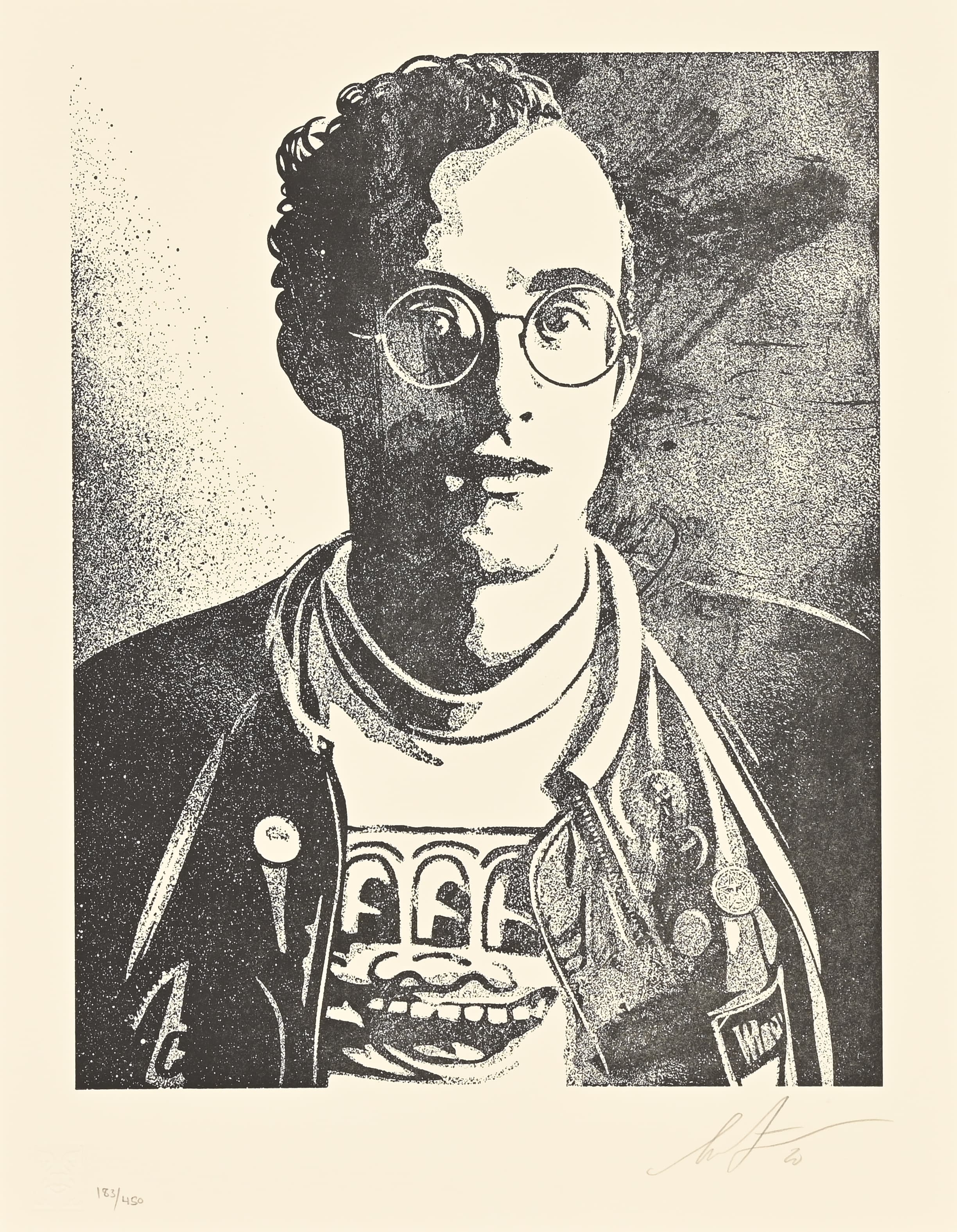 Artwork by Shepard Fairey, Keith Haring Art is for everyone, Made of Screen print in black on paper