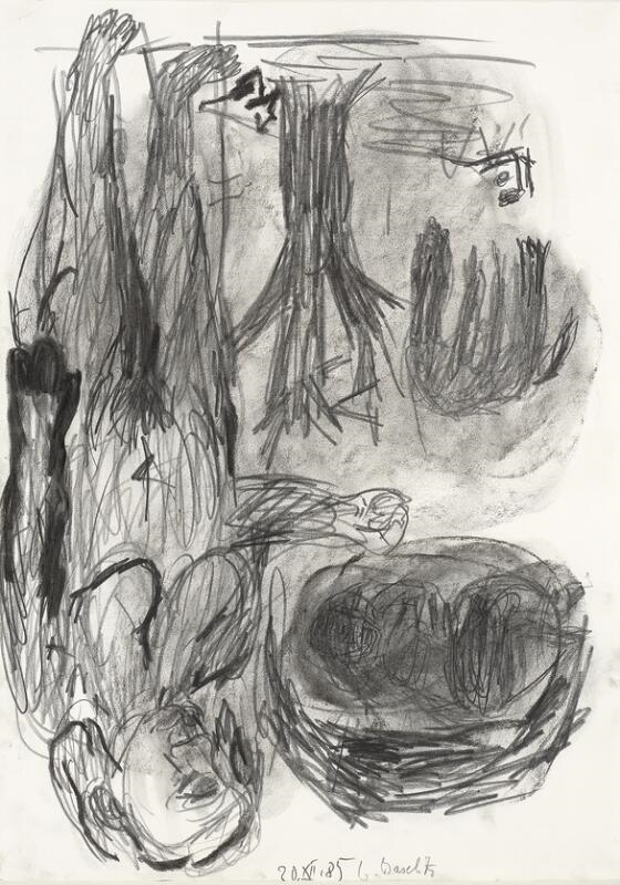 Artwork by Georg Baselitz, Untitled, Made of Charcoal And Pastel On Paper