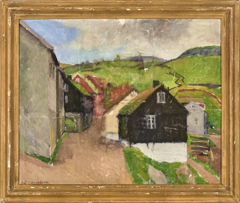 Artwork by Sámal Elias Frederik Joensen-Mikines, Mykines village, The Faroe Islands, Made of Oil On Canvas