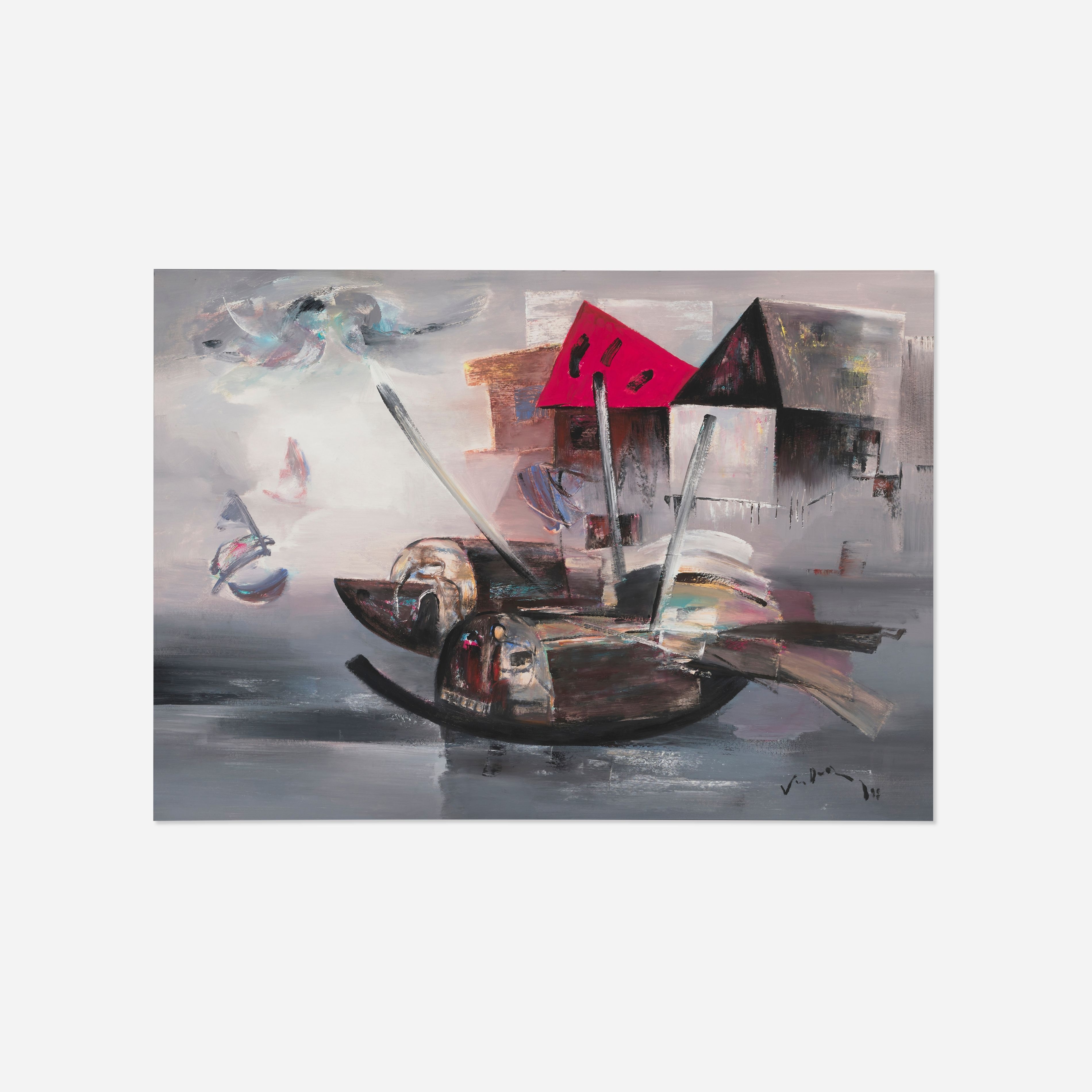 Vo-Dinh | Untitled (Abstract Harbor Scene with Boats and Houses (1972 ...