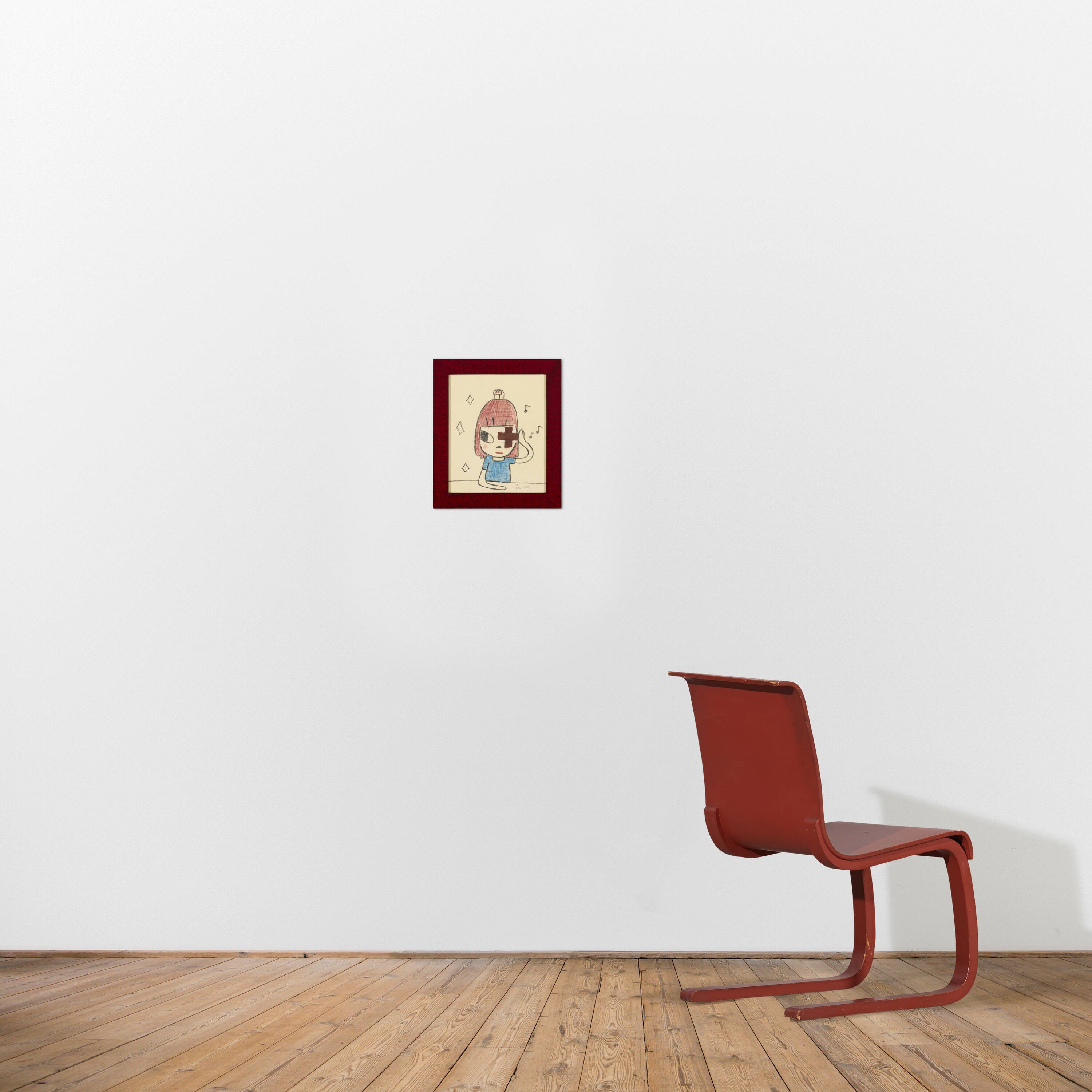 Artwork by Yoshitomo Nara, Untitled, Made of Pastel, Colored Pencil And Bandages On Paper