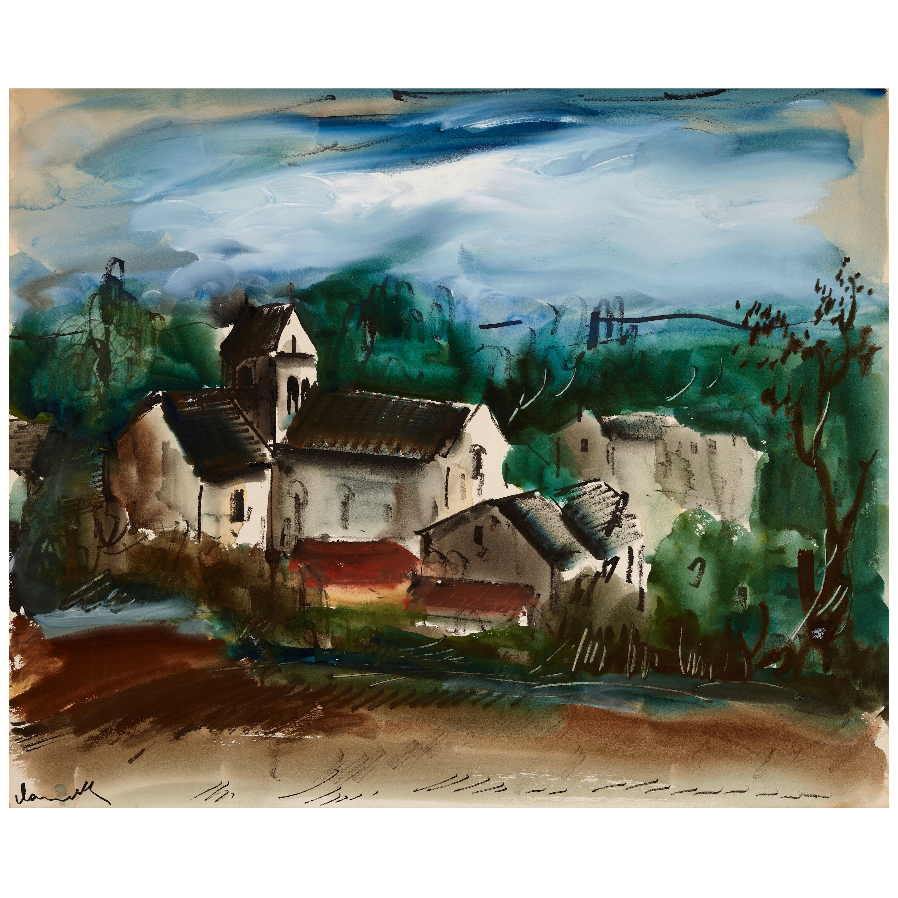 Artwork by Maurice de Vlaminck, Village, Made of gouache, watercolor and pen and india ink on paper