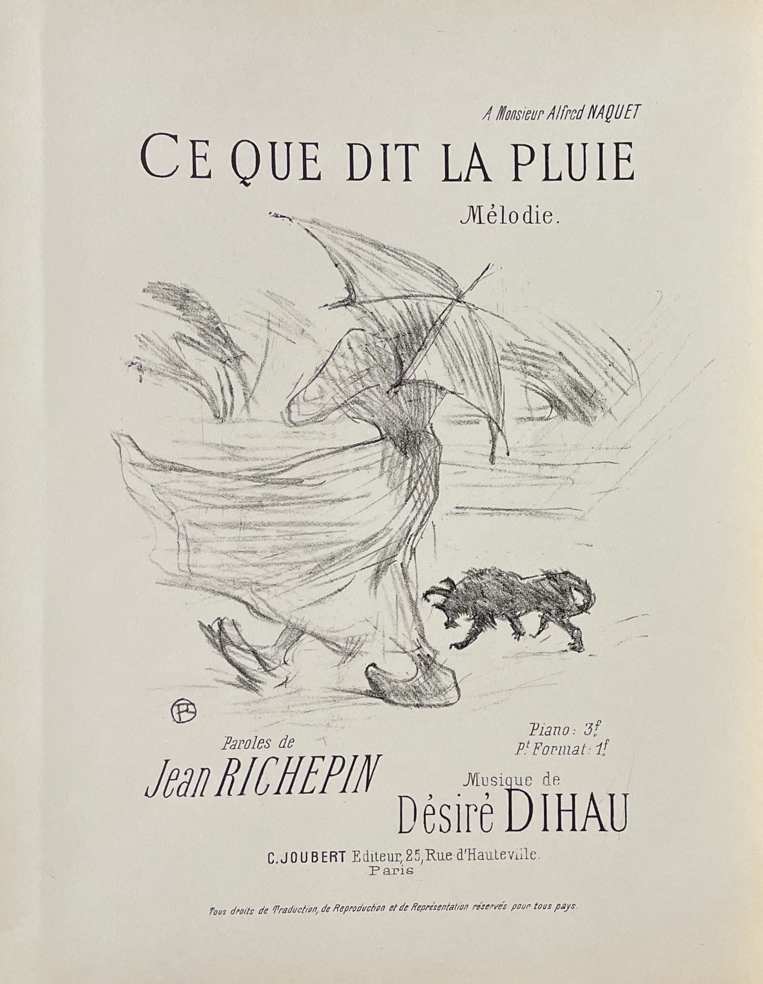 Artwork by Henri de Toulouse-Lautrec, Ballade de Noël - Ce que dit la pluie - Le Fou, Made of Lithographs On Vellum
