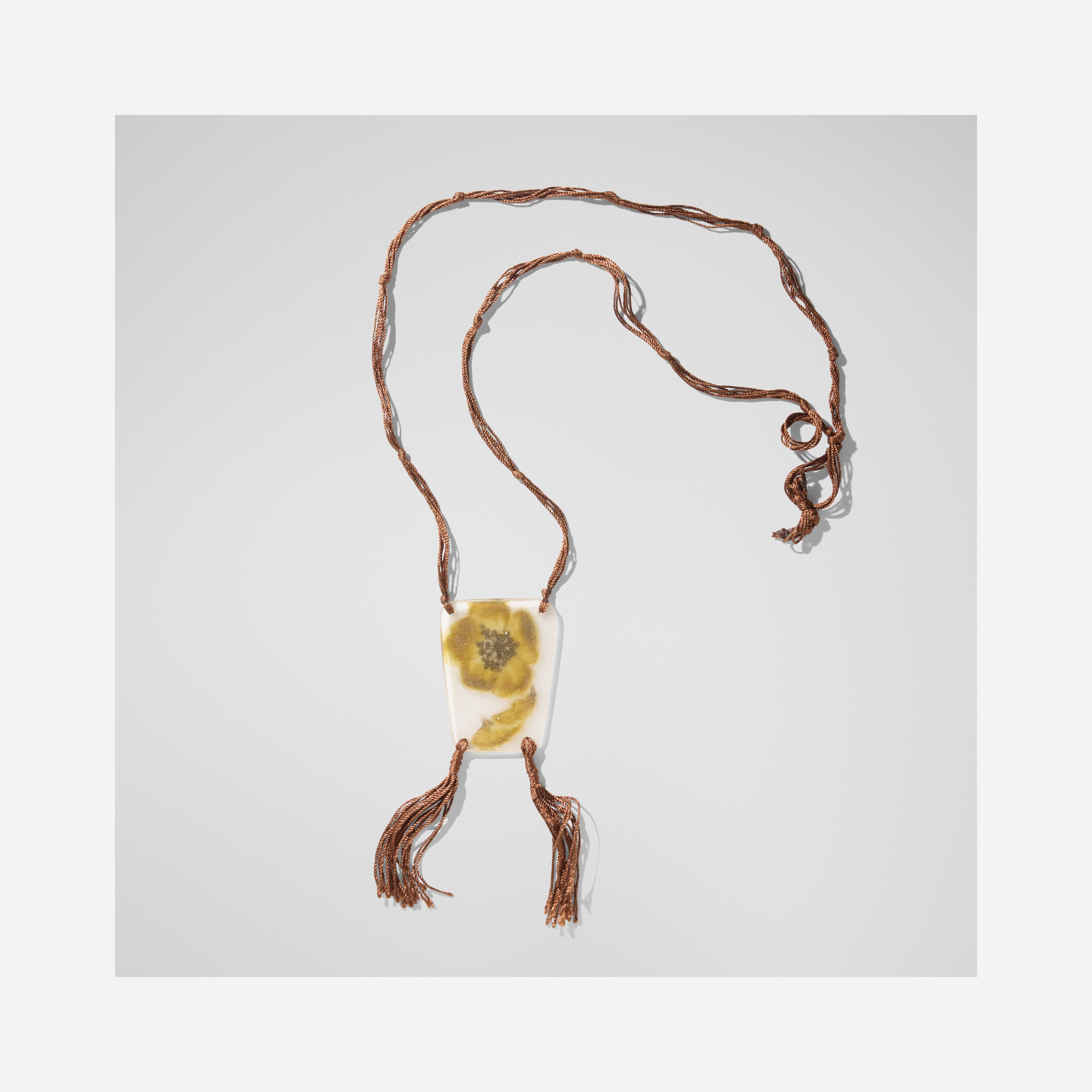 Artwork by Gabriel Argy-Rousseau, Eglantine pendant, Made of Pâte De Verre, Silk Cord