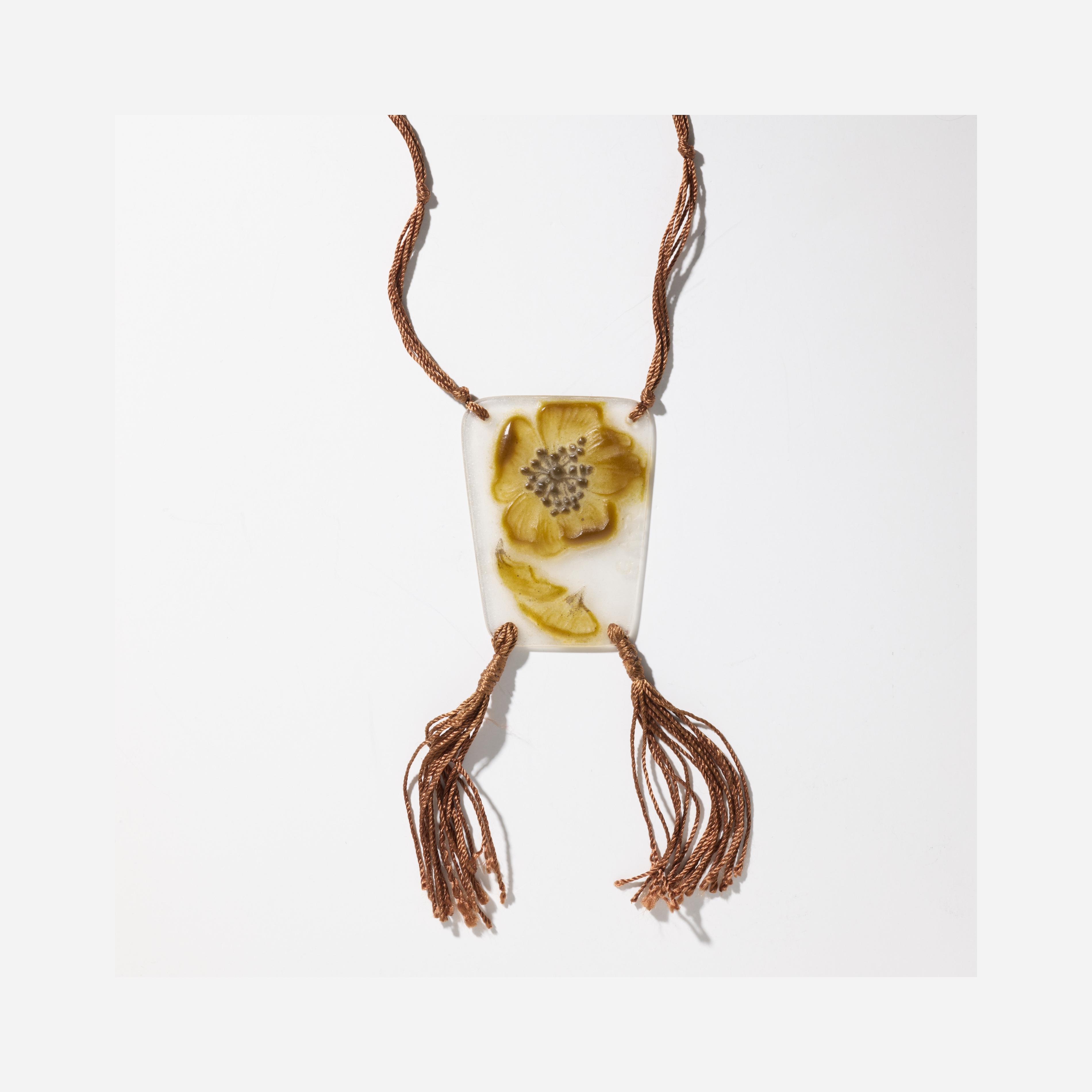 Artwork by Gabriel Argy-Rousseau, Eglantine pendant, Made of Pâte De Verre, Silk Cord
