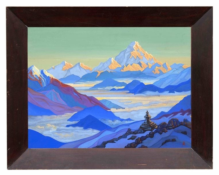 Artwork by Nicholas Roerich, Himalayas. View of Everest, Made of Tempera On Cardboard