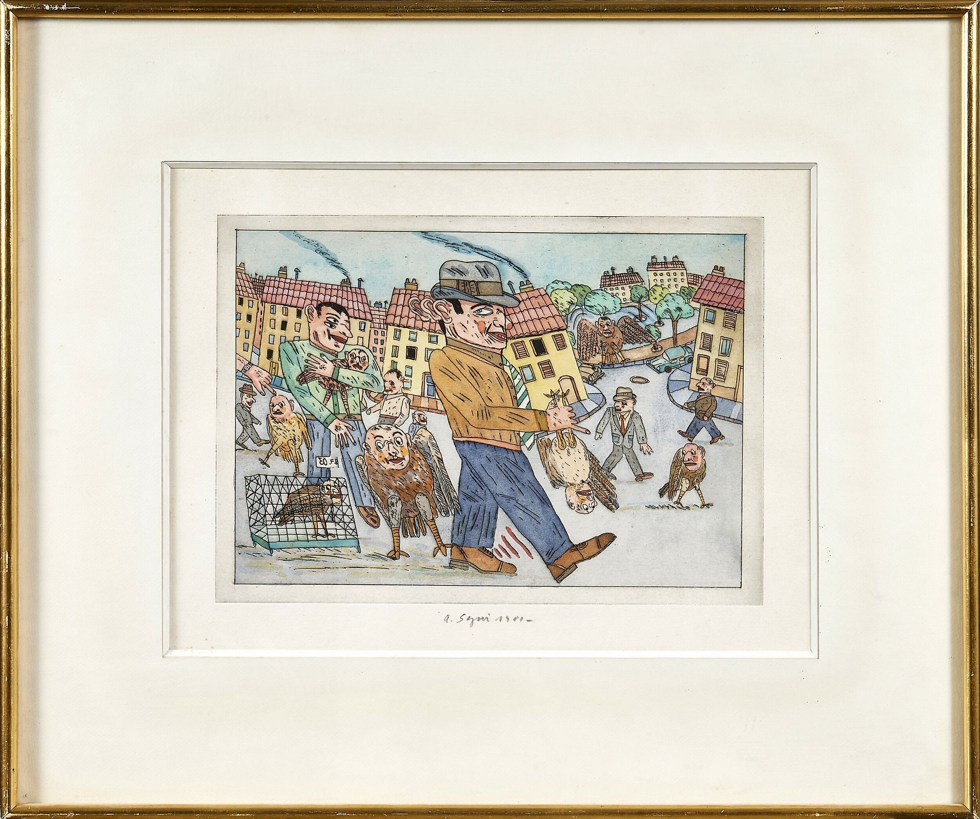 Artwork by Antonio Seguí, Untitled, Made of Etching Enhanced With Watercolor