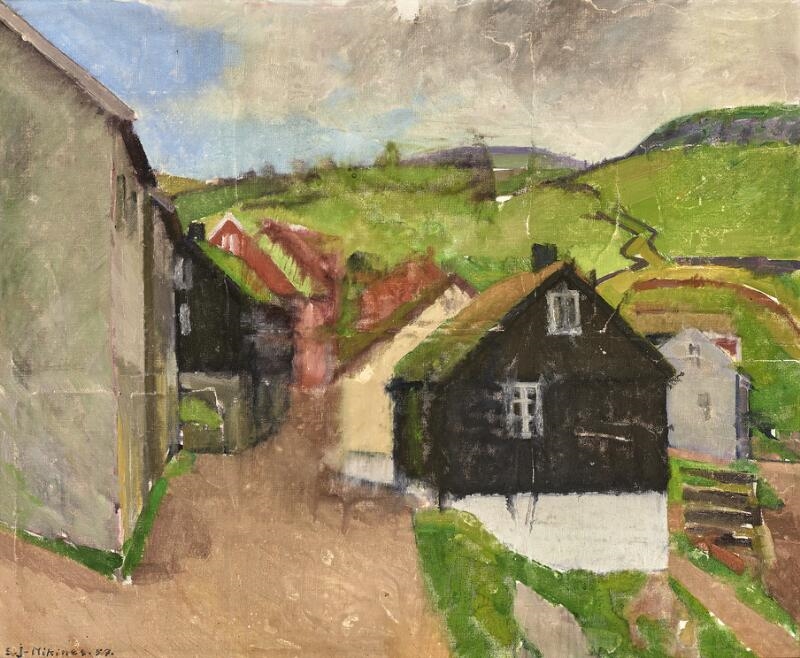 Artwork by Sámal Elias Frederik Joensen-Mikines, Mykines village, The Faroe Islands, Made of Oil On Canvas