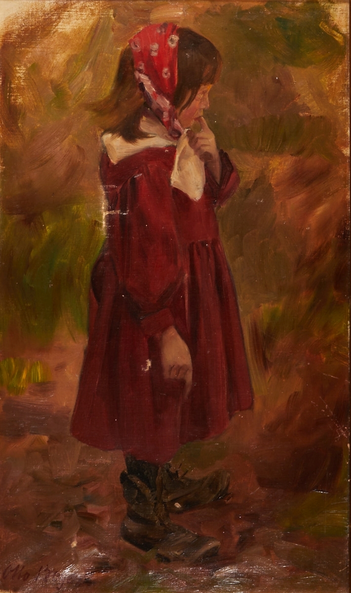 Artwork by Hermann Otto Hoyer, Mädchen in rotem Kleid, Made of oil on canvas