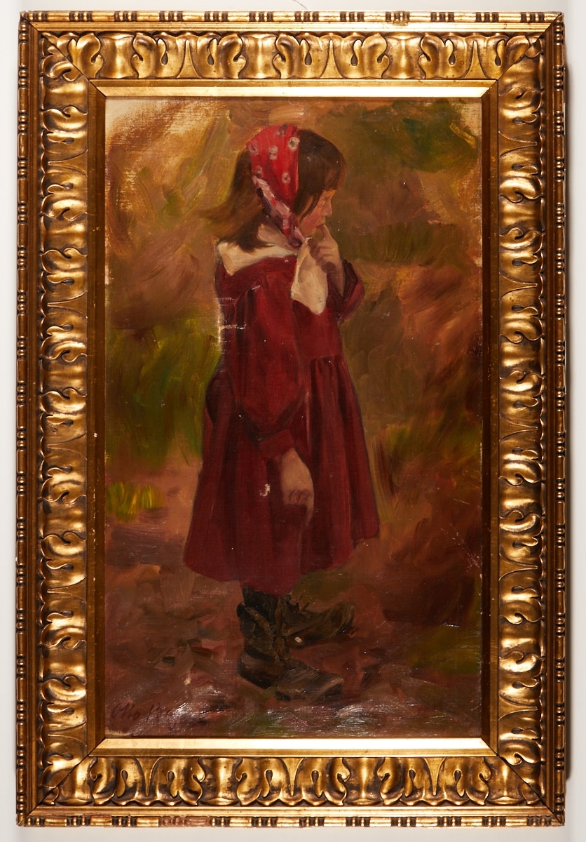 Artwork by Hermann Otto Hoyer, Mädchen in rotem Kleid, Made of oil on canvas