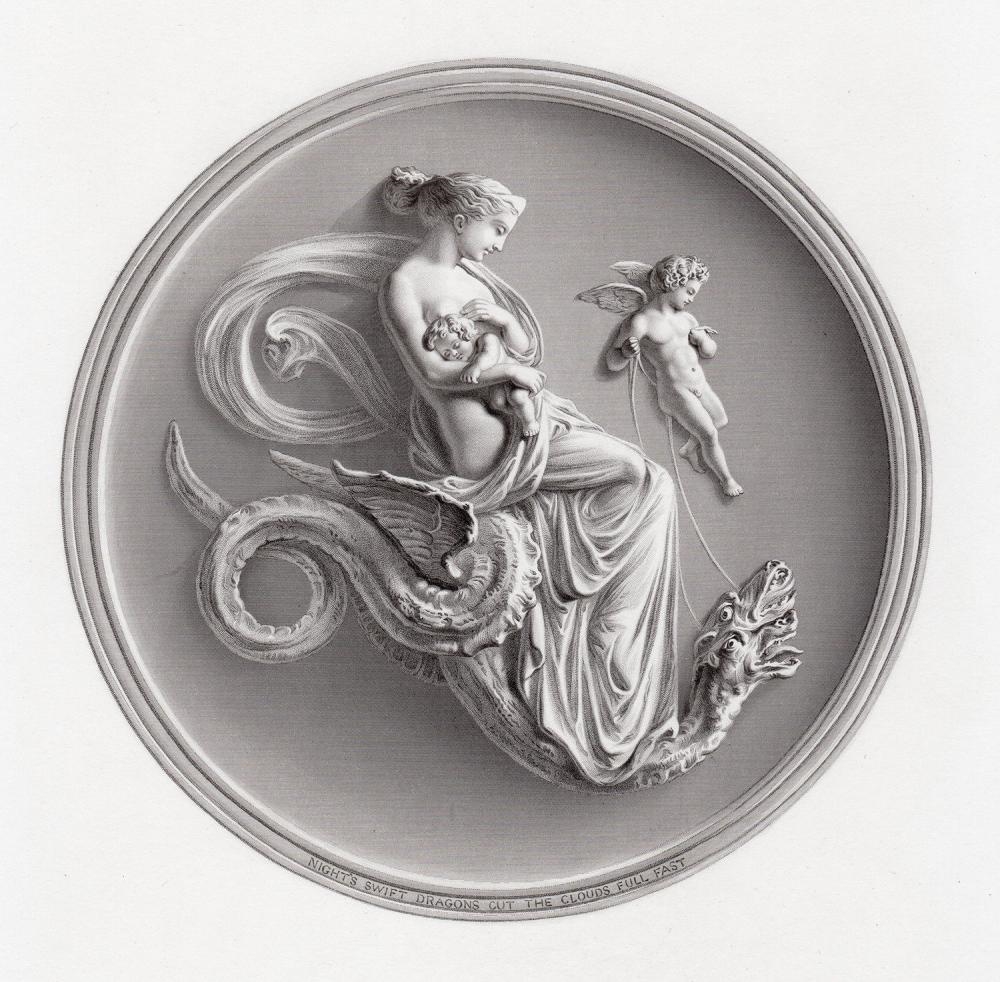 Artwork by John Graham Lough, Night's Swift Dragons cut the Clouds Full Fast, Made of Antique Engraving On Wove Paper