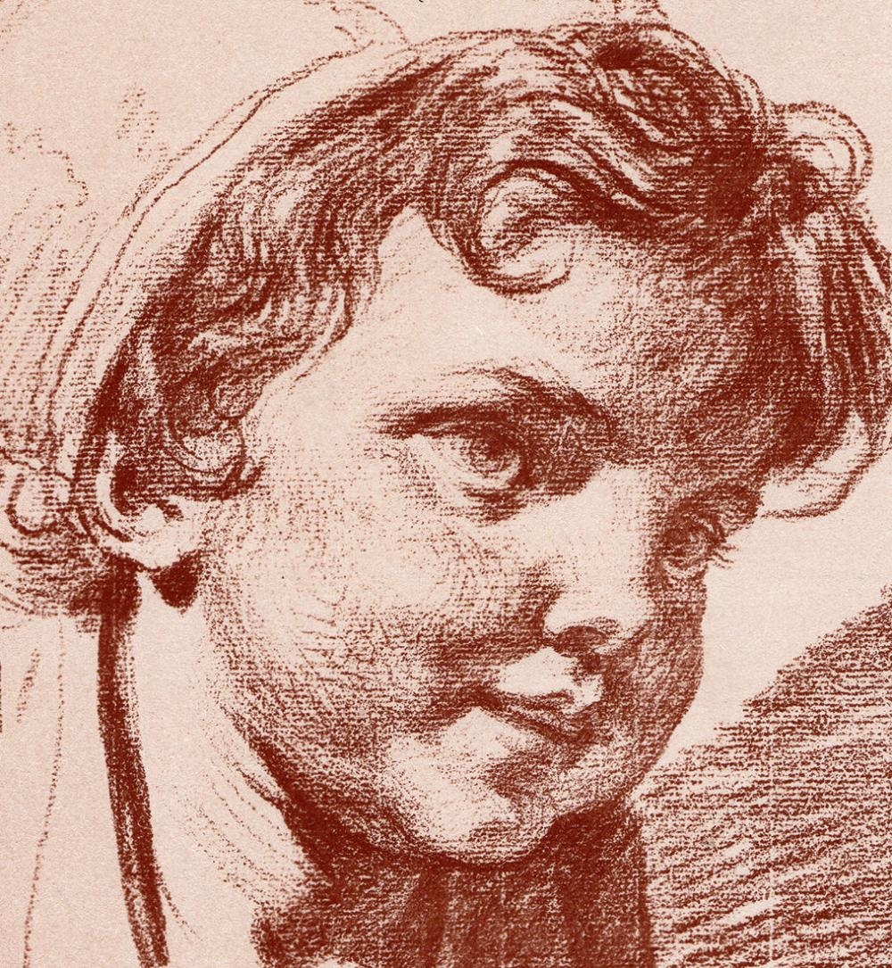 Artwork by Jean-Baptiste Greuze, Study of a Child's Head, Made of Heliogravure On Wove Paper