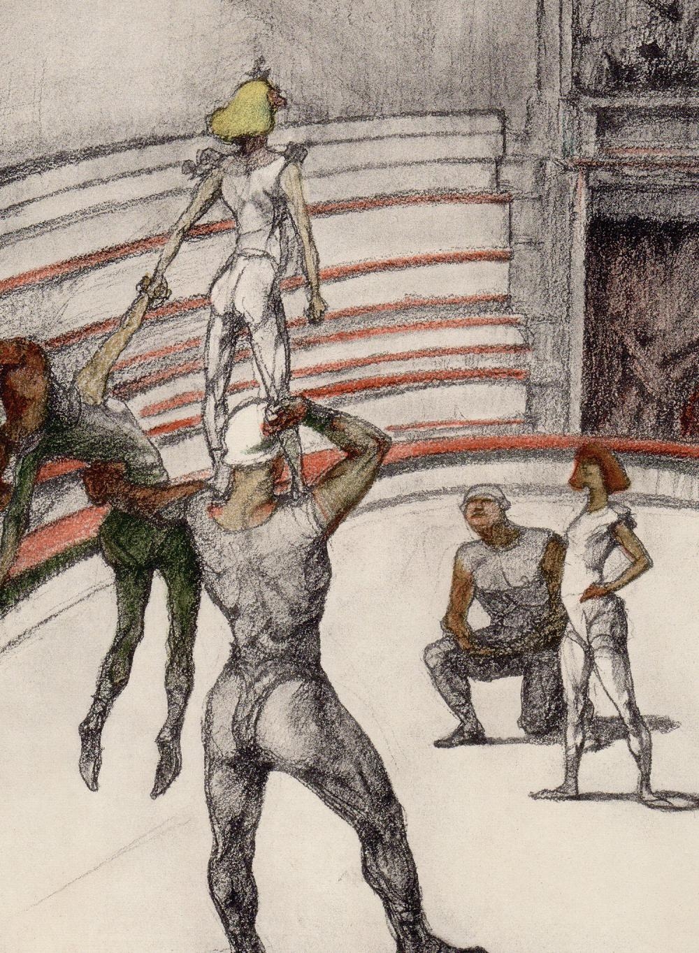Artwork by Henri de Toulouse-Lautrec, Circus Acrobats (Travail de Tapis, Made of Color Lithograph On Wove Paper After The Original Color Crayon Drawing