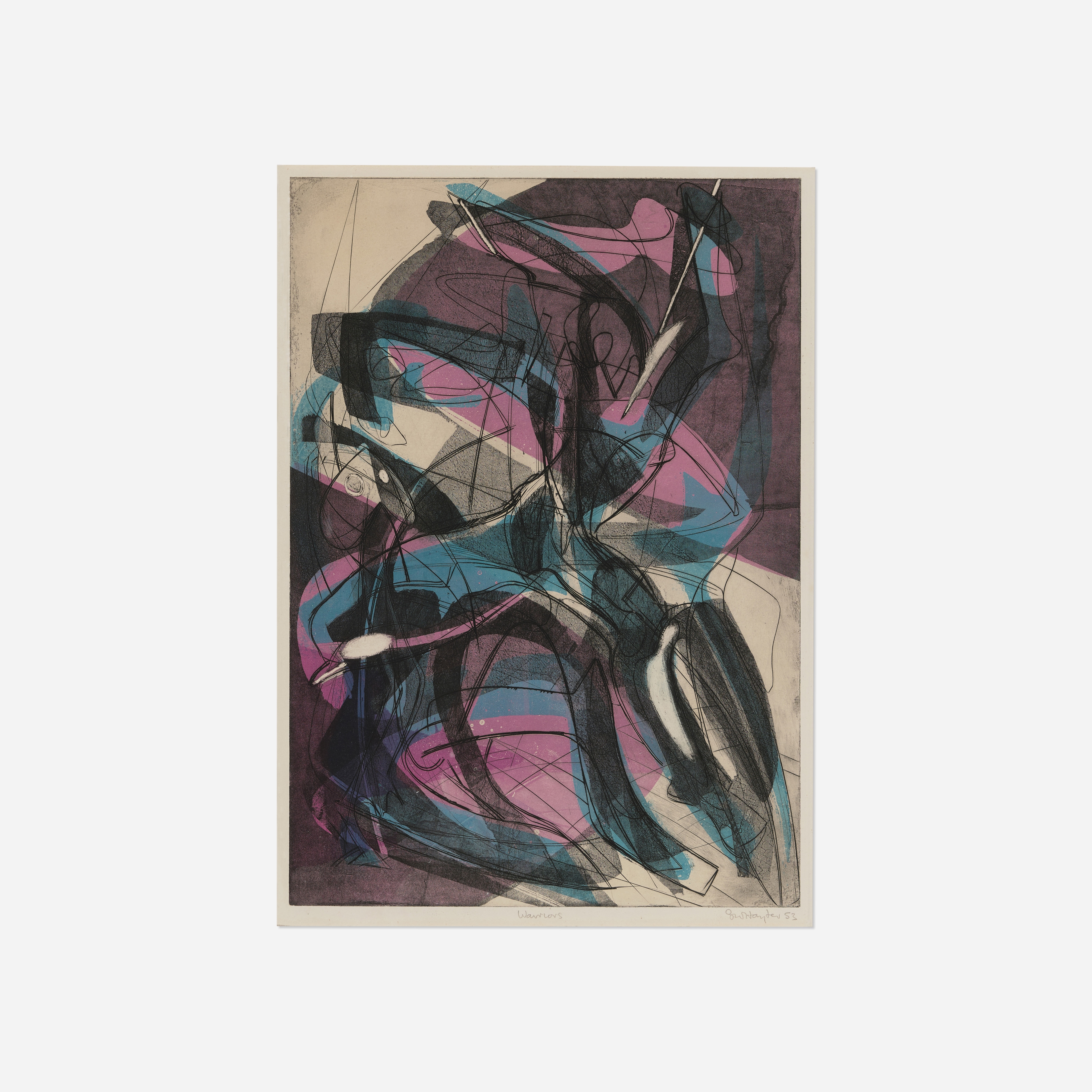 Artwork by Stanley William Hayter, Warriors, Made of Engraving In Colors, Soft-Ground Etching And Scorper