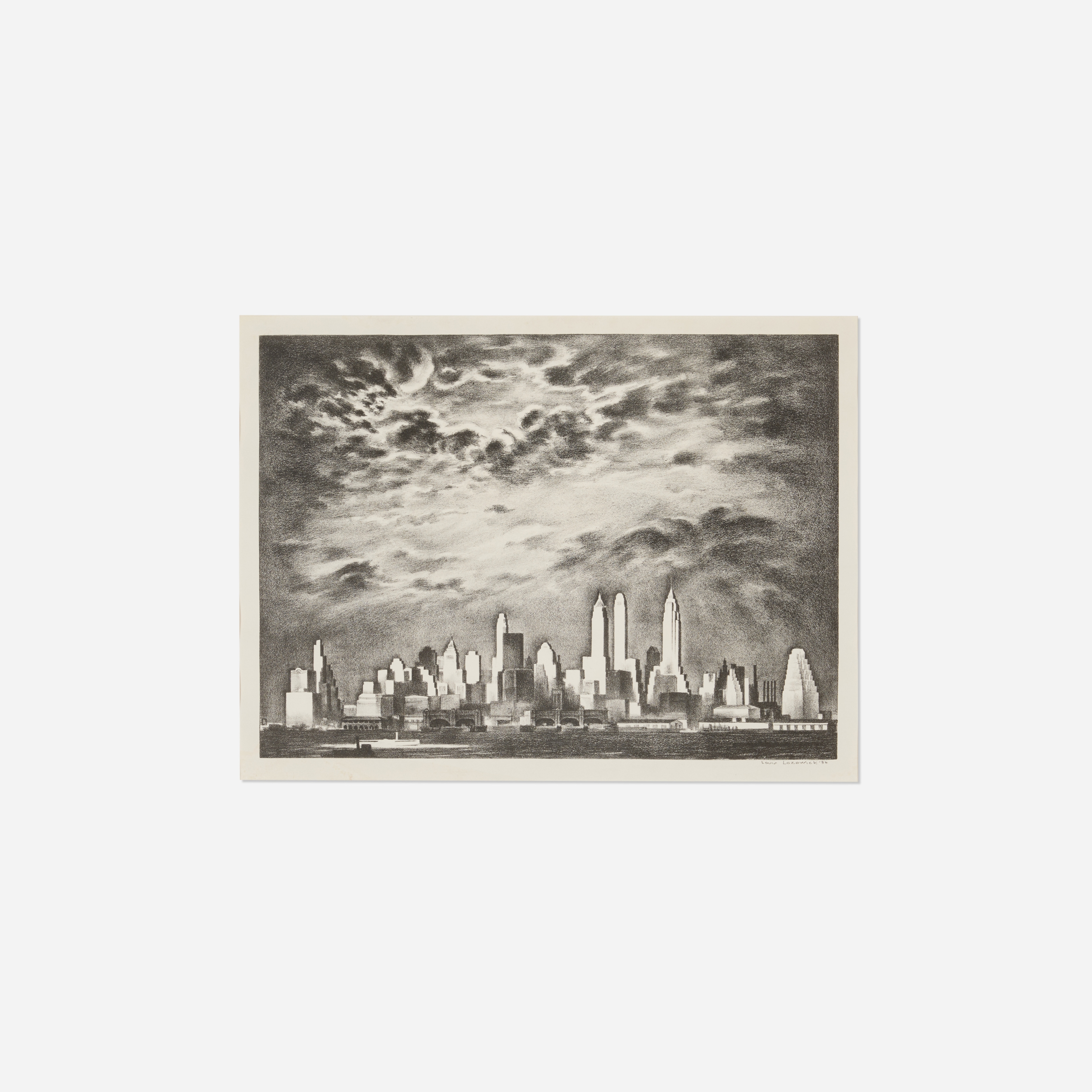 Artwork by Louis Lozowick, Storm over Manhattan, Made of Lithograph