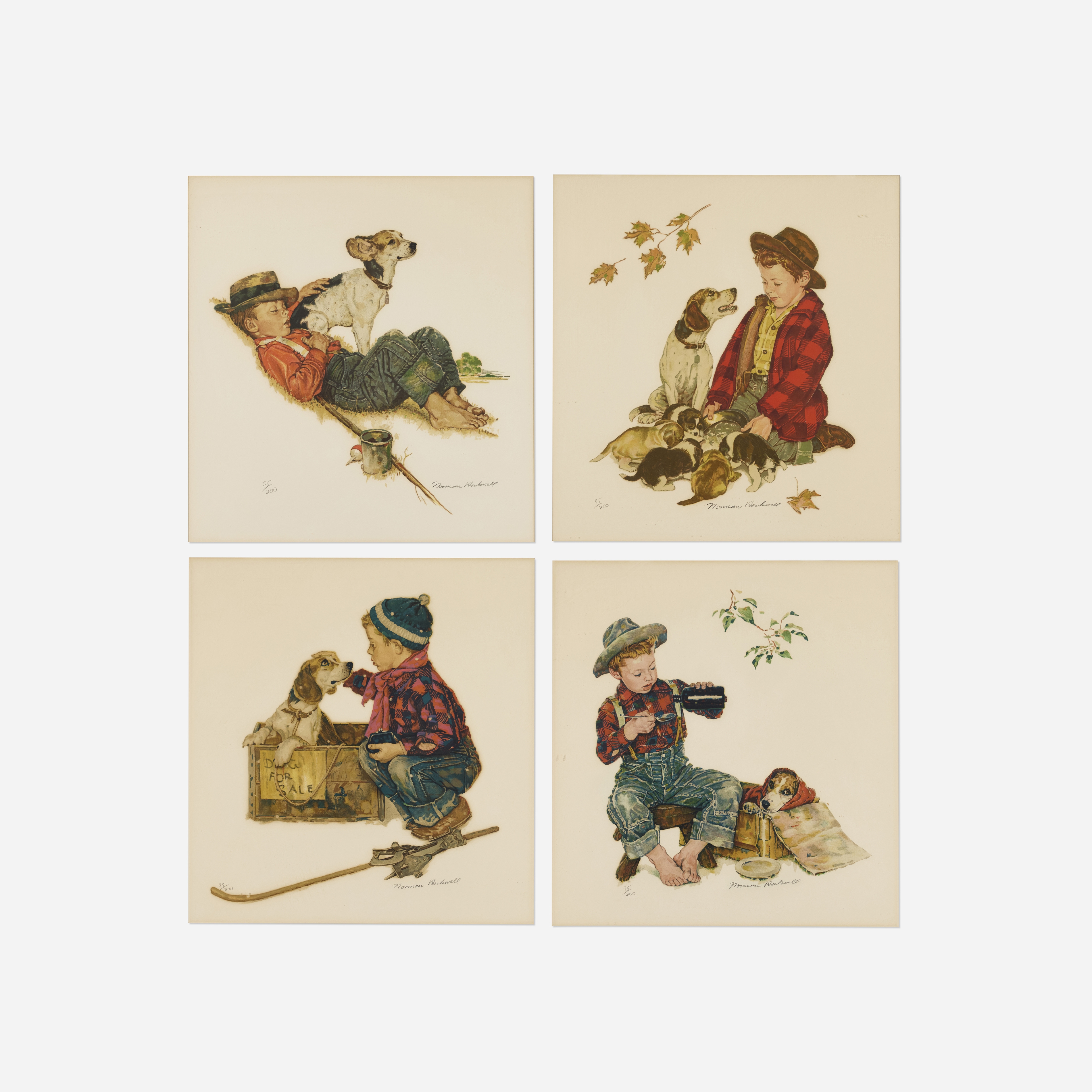 Artwork by Norman Rockwell, Puppy Love, Made of Lithograph In Colors On Arches