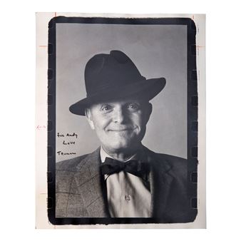 Black and white photograph of Truman Capote. N.p., ca 1979