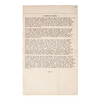 I Remember My Grandpa." Original typescript on ledger sheets
