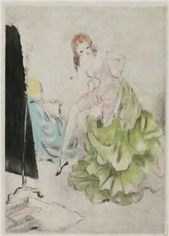 Undressing of La Dame aux Camelias - Louis Icart