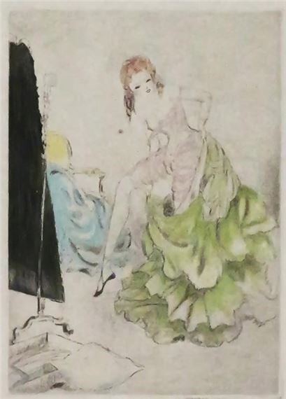 Undressing of La Dame aux Camelias - Louis Icart