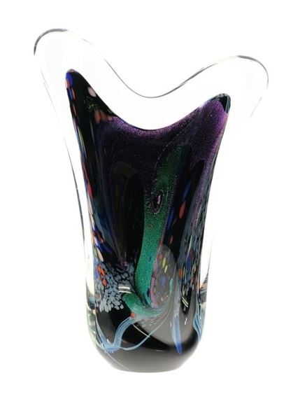 Abstract Art Glass Sculpture by Rollin Karg, 1999