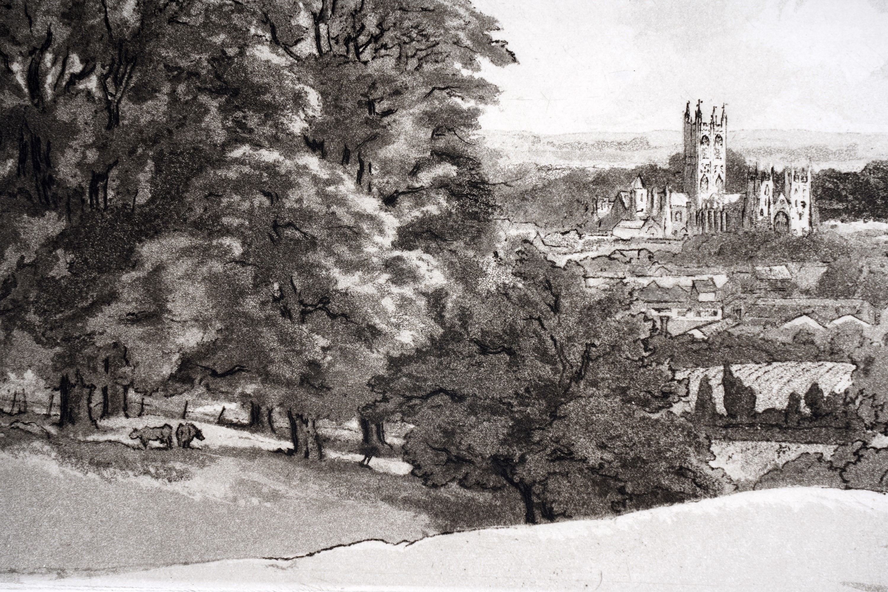 Artwork by William Palmer Robins, Evening, Canterbury, Made of Aquatint Etching