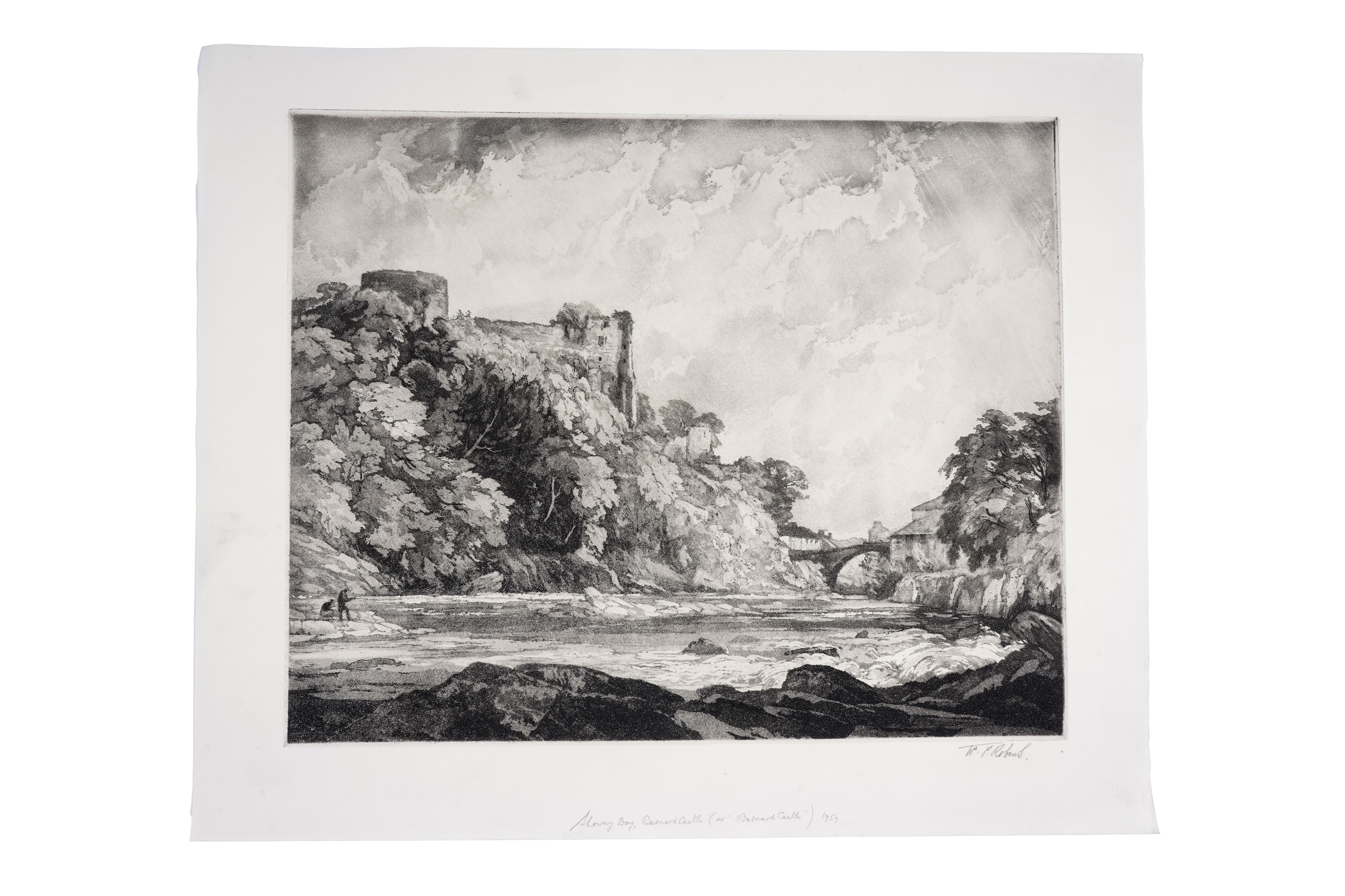 Artwork by William Palmer Robins, Showery Day, Barnard Castle, Made of Aquatint Etching