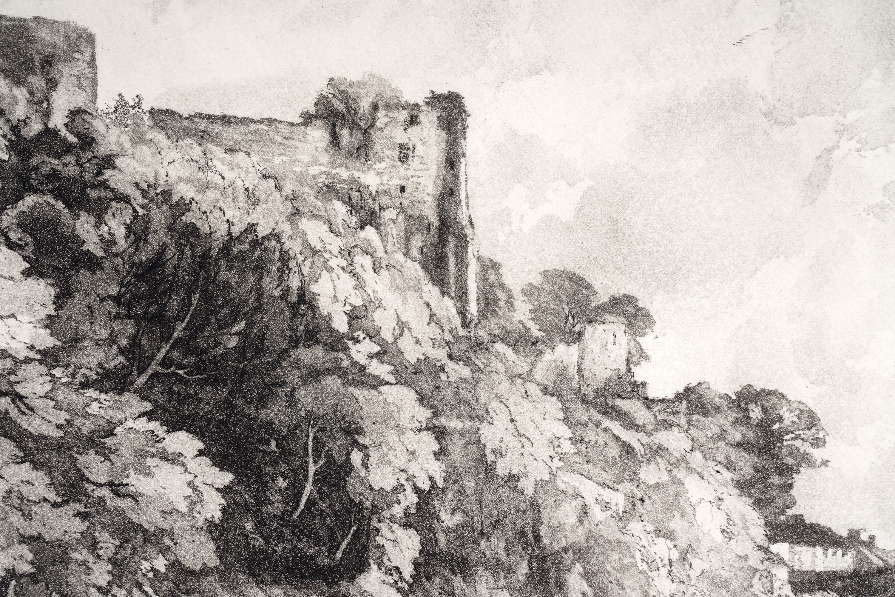 Artwork by William Palmer Robins, Showery Day, Barnard Castle, Made of Aquatint Etching