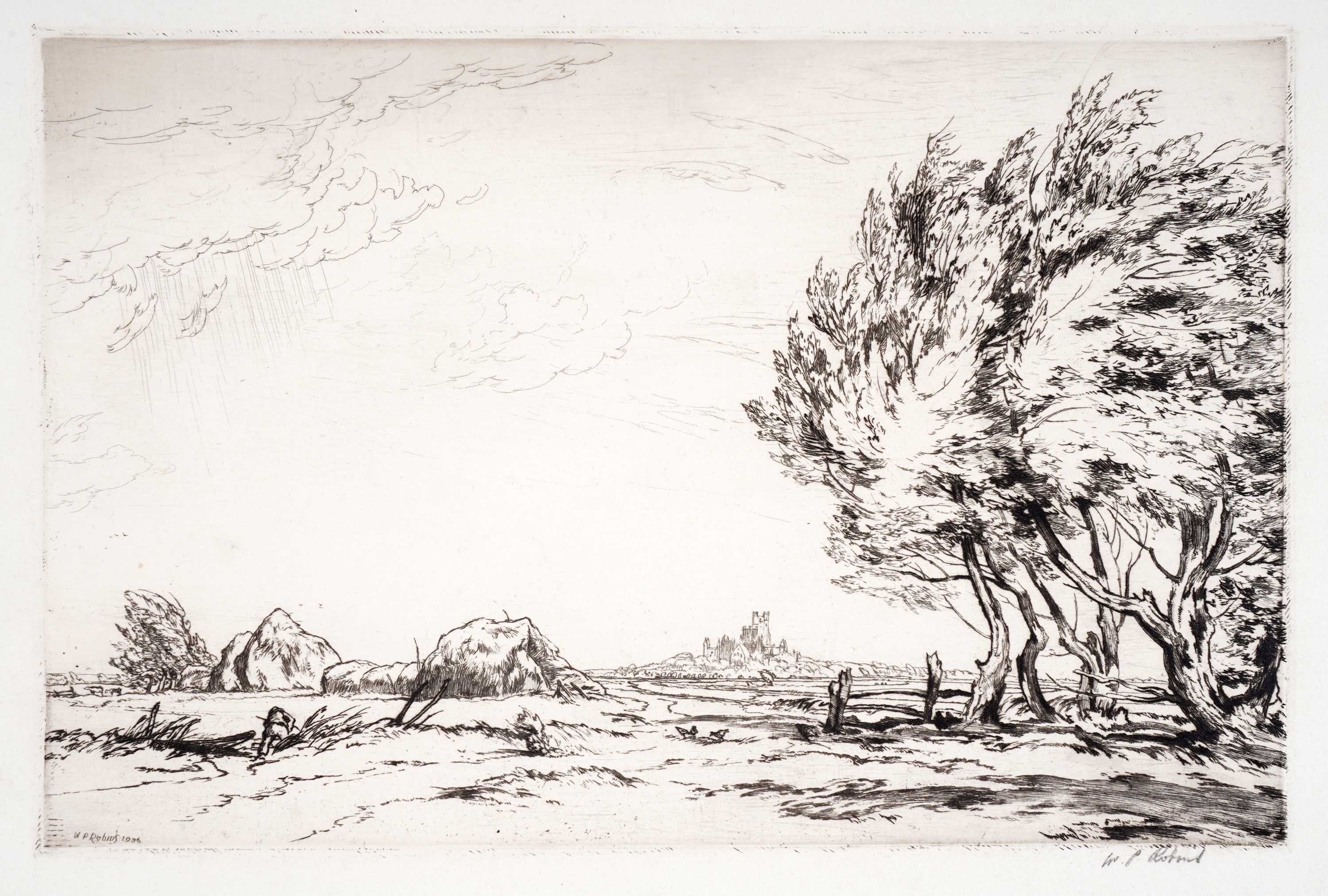 Artwork by William Palmer Robins, Distant Ely, Made of Etching