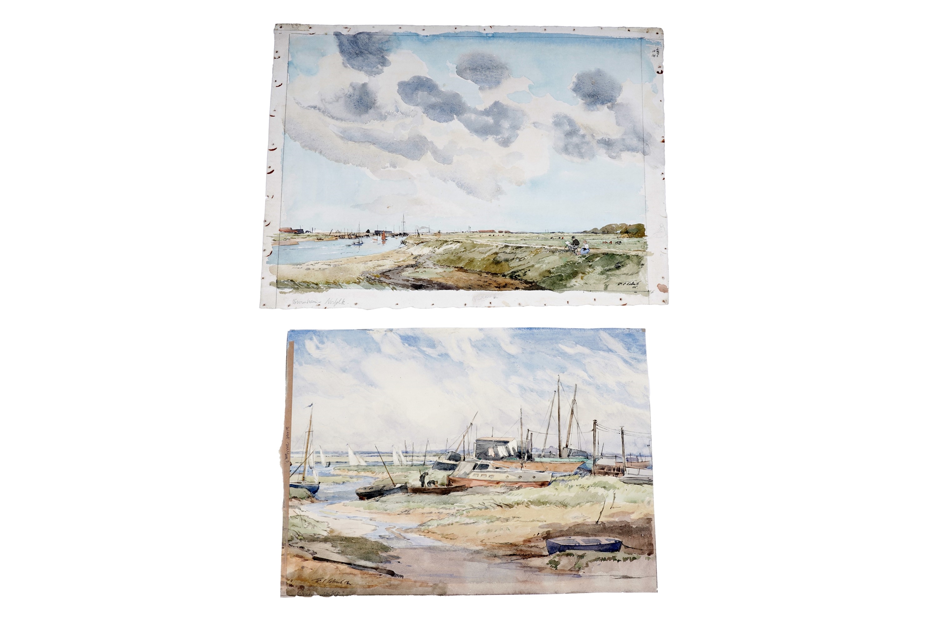 Artwork by William Palmer Robins, Two marine views, Made of Watercolour