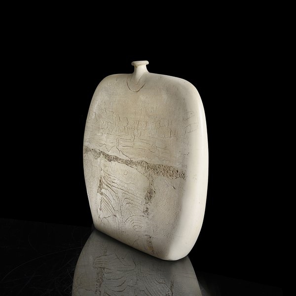 Artwork by Peter Hayes, Bottle Form, Made of Raku-Fired