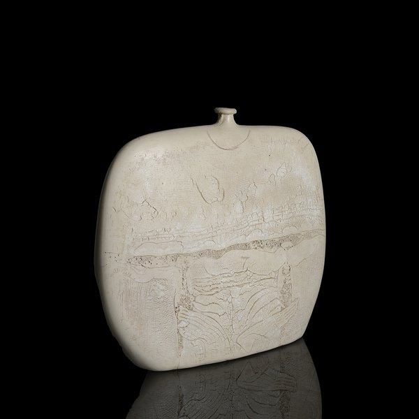 Artwork by Peter Hayes, Bottle Form, Made of Raku-Fired