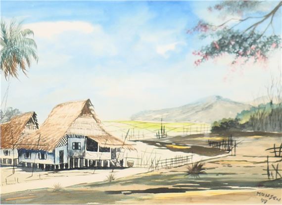 Farmstead with Mountains Beyond by Yong Mun Sen, 1949